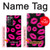 W2933 Pink Lips Kisses on Black Case Cover Custodia e Flip Case per Samsung Galaxy Note 20 Ultra, Ultra 5G