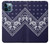 W3357 Navy Blue Bandana Pattern Case Cover Custodia e Flip Case per iPhone 12 Pro Max