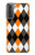 W3421 Black Orange White Argyle Plaid Case Cover Custodia e Flip Case per Samsung Galaxy S21 Plus 5G, Galaxy S21+ 5G