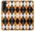 W3421 Black Orange White Argyle Plaid Case Cover Custodia e Flip Case per Samsung Galaxy S21 Plus 5G, Galaxy S21+ 5G