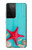 W3428 Aqua Wood Starfish Shell Case Cover Custodia e Flip Case per Samsung Galaxy S21 Ultra 5G