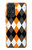 W3421 Black Orange White Argyle Plaid Case Cover Custodia e Flip Case per Samsung Galaxy A52, Galaxy A52 5G