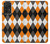 W3421 Black Orange White Argyle Plaid Case Cover Custodia e Flip Case per Samsung Galaxy A52, Galaxy A52 5G
