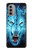 W0752 Blue Fire Grim Wolf Case Cover Custodia e Flip Case per Motorola Moto G51 5G