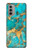 W2906 Aqua Turquoise Stone Case Cover Custodia e Flip Case per Motorola Moto G51 5G