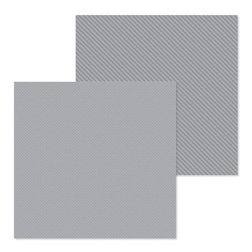 Doodlebug Petite Prints: Stone Gray Dot-Stripe Scrapbook Paper