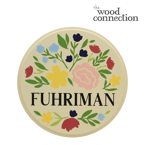 Custom Name Floral 12" Plaque Circle