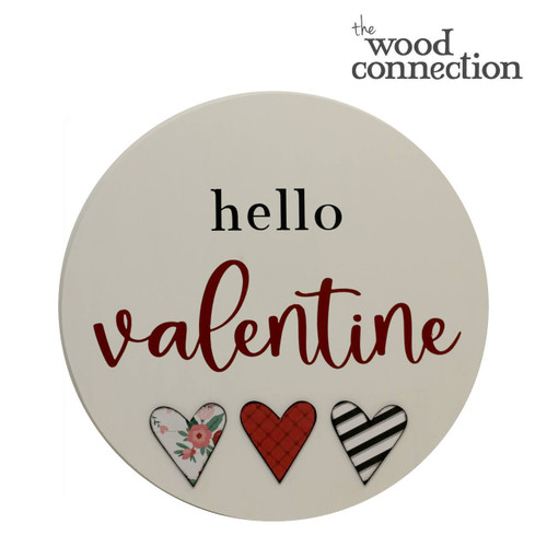 Hello Valentine with Hearts Circle Door Hang