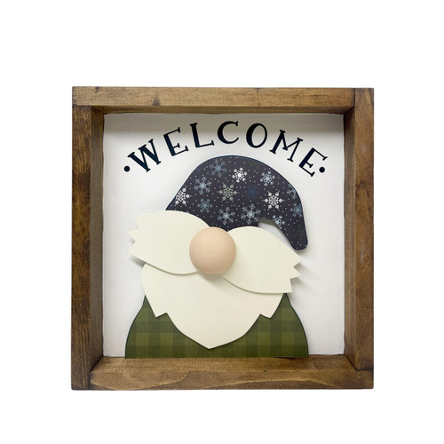Welcome Gnome 12x12 Box Sign - Winter