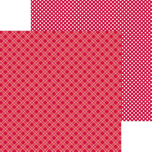 Doodlebug Petite Prints: Ruby Plaid-Polka Dot Paper