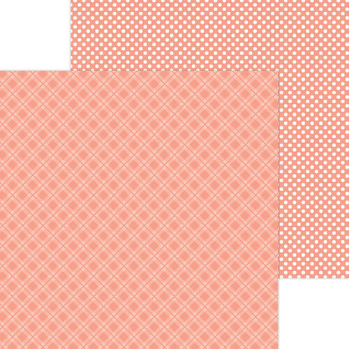Doodlebug Petite Prints: Coral Plaid-Polka Dot Paper
