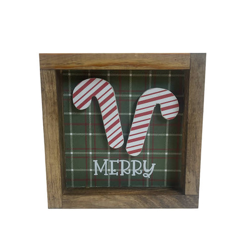 Merry 5x5 box sign with candy canes