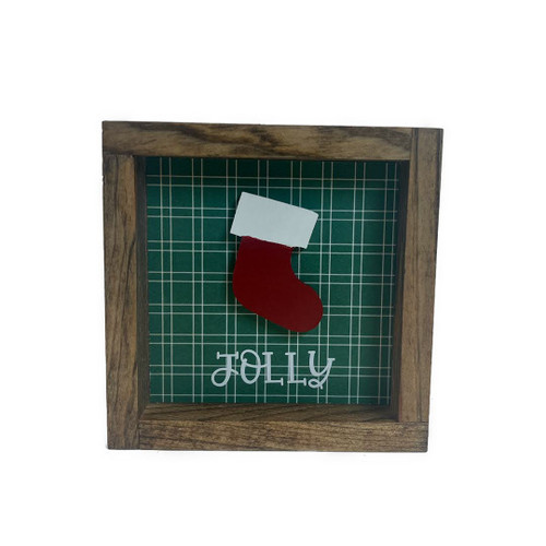Jolly  5x5 box sign with stocking