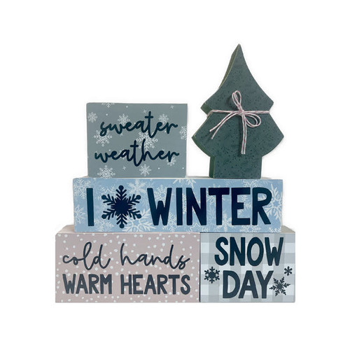 Winter block set with tree