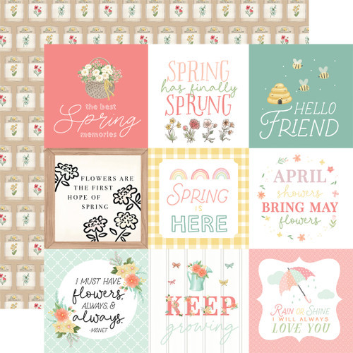 Here Comes Spring: 4x4 Journaling Cards Scrapbook Paper