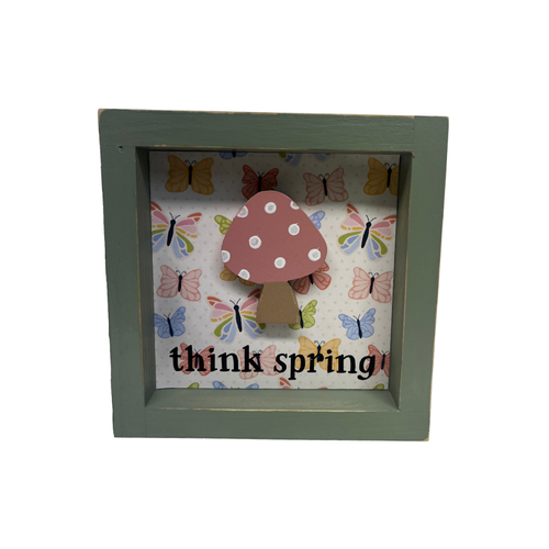 think spring 5x5 box sign with mushroom
