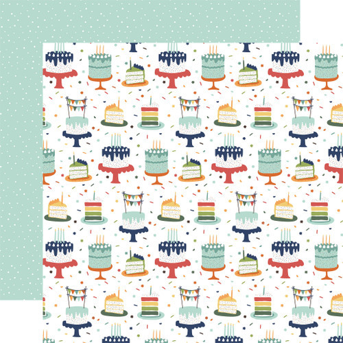 A Birthday Wish Boy: Birthday Boy Cake Scrapbook Paper