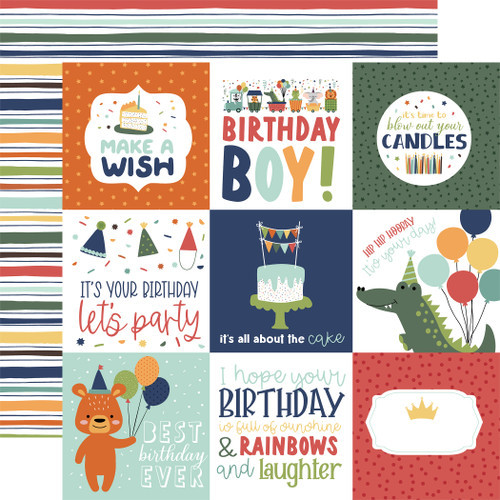 A Birthday Wish Boy: 4x4 Journaling Cards Scrapbook Paper