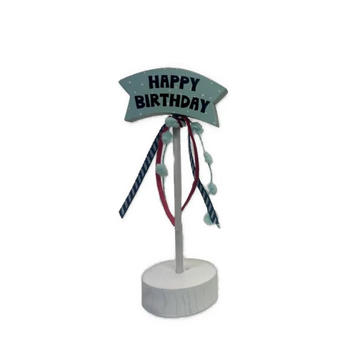 Happy birthday banner on tiny base and dowel