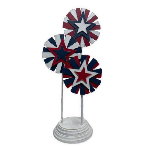 firework overlays on circle base w/triple dowels