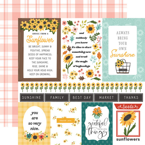 Sunflower Summer: Multi journaling cards Scrapbook Paper