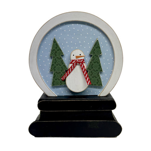 snowman w/trees snow globe 