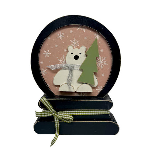 sitting Polar bear snow globe