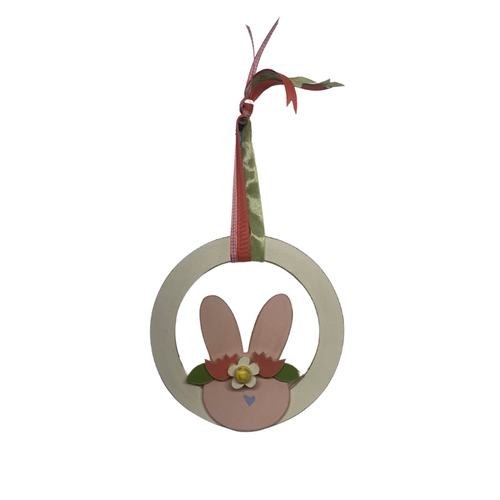 bunny head overlay on mini wreath