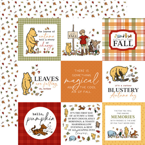 Winnie the Pooh Autumn: 4x4 Journaling Cards Scrapbook Paper