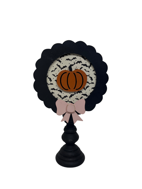pumpkin in chunky ball with 4" candle stick