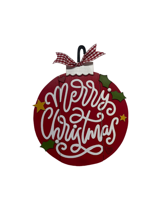 Merry Christmas plank circle ornament 