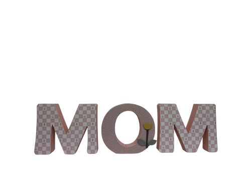 MOM bold letter set with tulip overlay