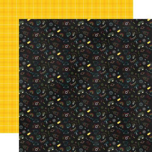 Field Trip: Neon Chalkboard Doodles Paper