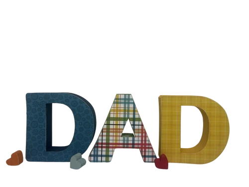 DAD bold letter set with hearts