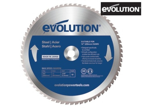 Evolution (EVOBLADE255) Mild Steel Cutting Mitre Saw Blade 255 x 25.4mm x 52T