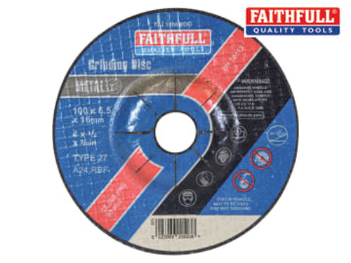 Faithfull (FAI1006MDG) Depressed Centre Metal Grinding Disc 100 x 6.5 x 16mm