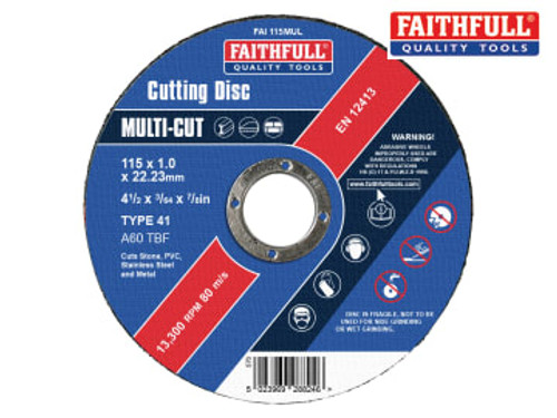 Faithfull (FAI11510MUL) Multi-Purpose Cutting Disc 115 x 1.0 x 22.23mm (Pack 10)
