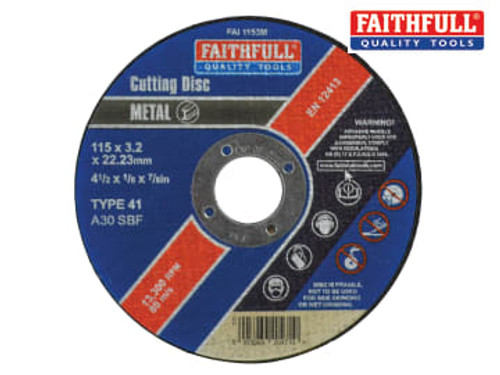 Faithfull (FAI1153M) Metal Cut Off Disc 115 x 3.2 x 22.23mm