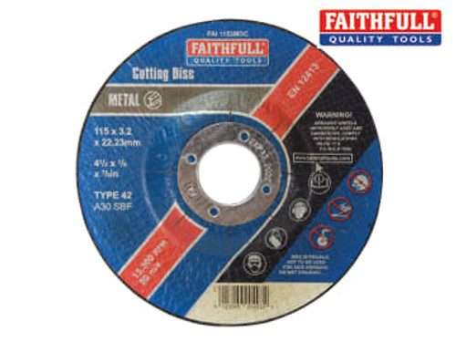 Faithfull (FAI1153MDC) Depressed Centre Metal Cutting Disc 115 x 3.2 x 22.23mm