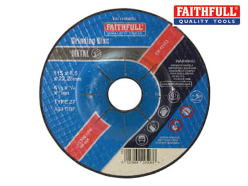 Faithfull (FAI1156MDG) Depressed Centre Metal Grinding Disc 115 x 6.5 x 22.23mm