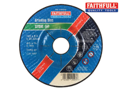 Faithfull (FAI1156SDG) Depressed Centre Stone Grinding Disc 115 x 6 x 22.23mm