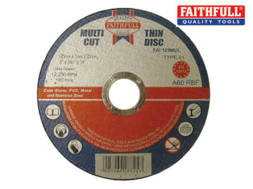 Faithfull (FAI12510MUL) Multi-Purpose Cutting Disc 125 x 1.0 x 22.23mm (Pack 10)