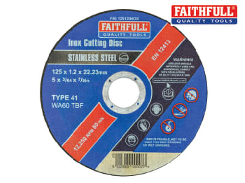 Faithfull (FAI12512INOX) Inox Cutting Disc 125 x 1.2 x 22.23mm