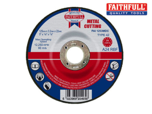 Faithfull (FAI1253MDC) Depressed Centre Metal Cutting Disc 125 x 3.2 x 22.23mm
