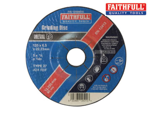 Faithfull (FAI1256MDG) Depressed Centre Metal Grinding Disc 125 x 6.5 x 22.23mm
