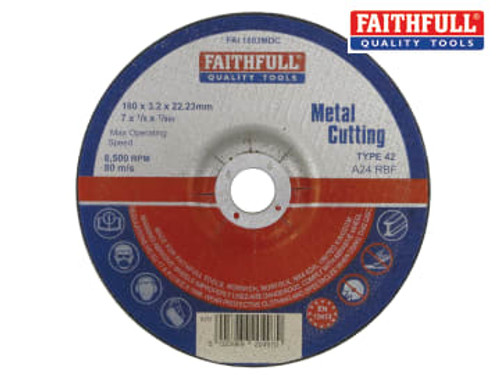 Faithfull (FAI1803MDC) Depressed Centre Metal Cutting Disc 180 x 3.2 x 22.23mm