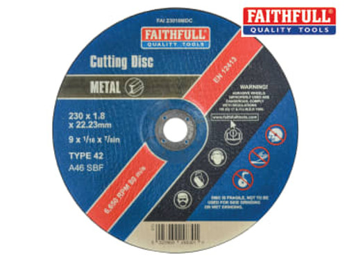 Faithfull (FAI23018MDC) Depressed Centre Stainless Steel Cutting Disc 230 x 1.8 x 22.23mm