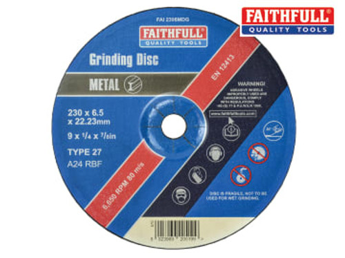 Faithfull (FAI2306MDG) Depressed Centre Metal Grinding Disc 230 x 6.4 x 22.23mm