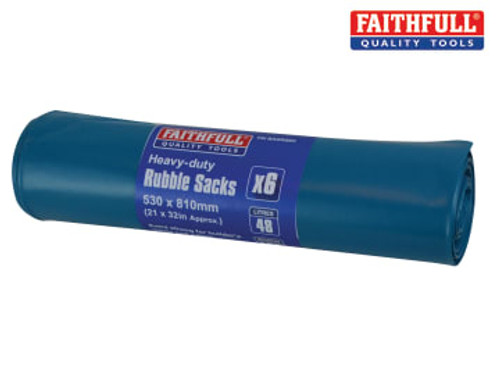 Faithfull (FAIBAGRS6H) Blue Heavy-Duty Rubble Sacks (Roll 6)