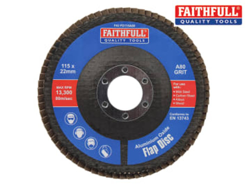 Faithfull (FAIFD115A80) Aluminium Oxide Flap Disc 115 x 22mm 80 Grit